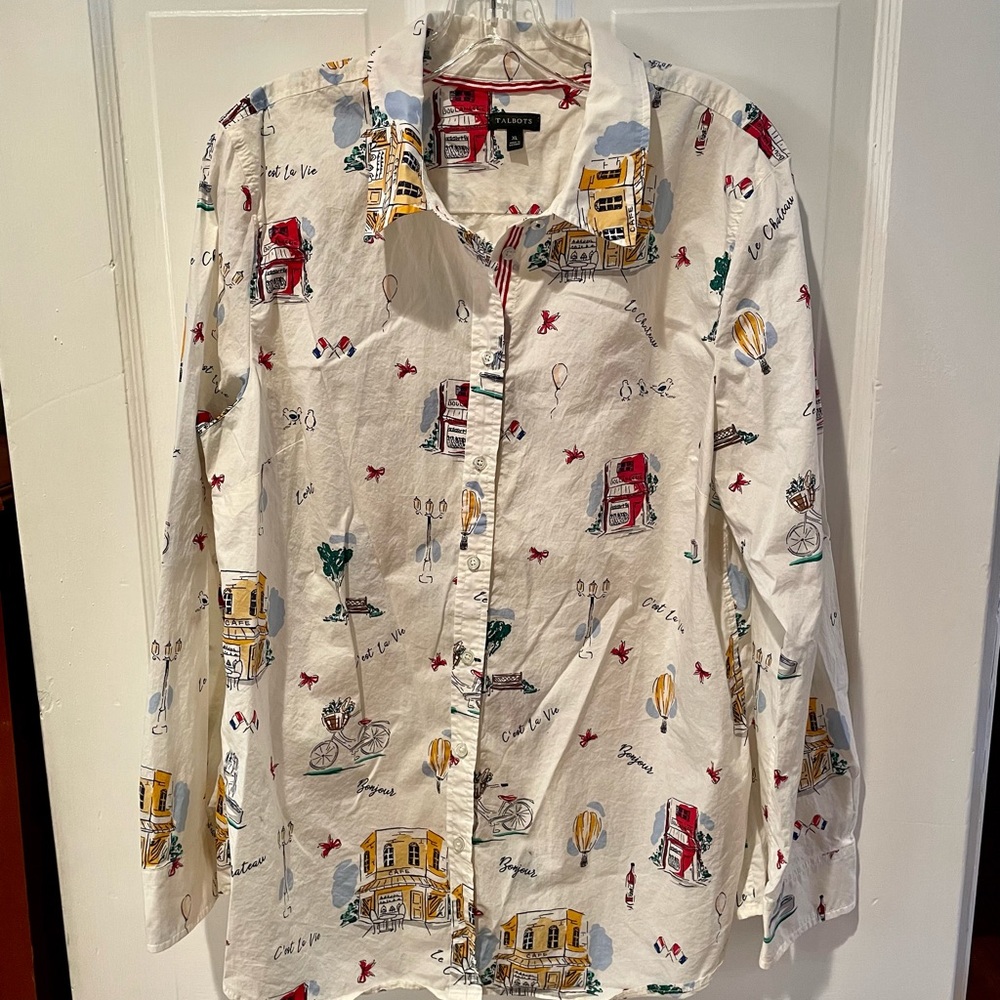Talbots French Theme Blouse